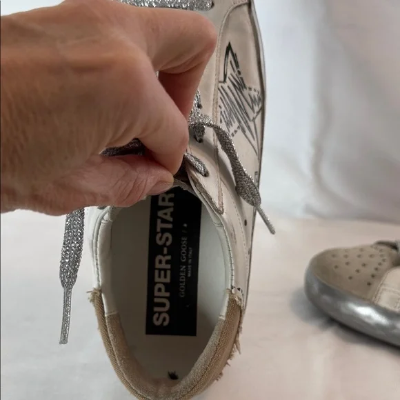 Golden Goose White and Gray Sneakers - Picture 5 of 10